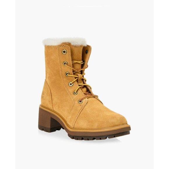 Timberland Women's Kori Park Combat Boots 8 Wheat Suede Mid Calf Lace Up New - Picture 1 of 10